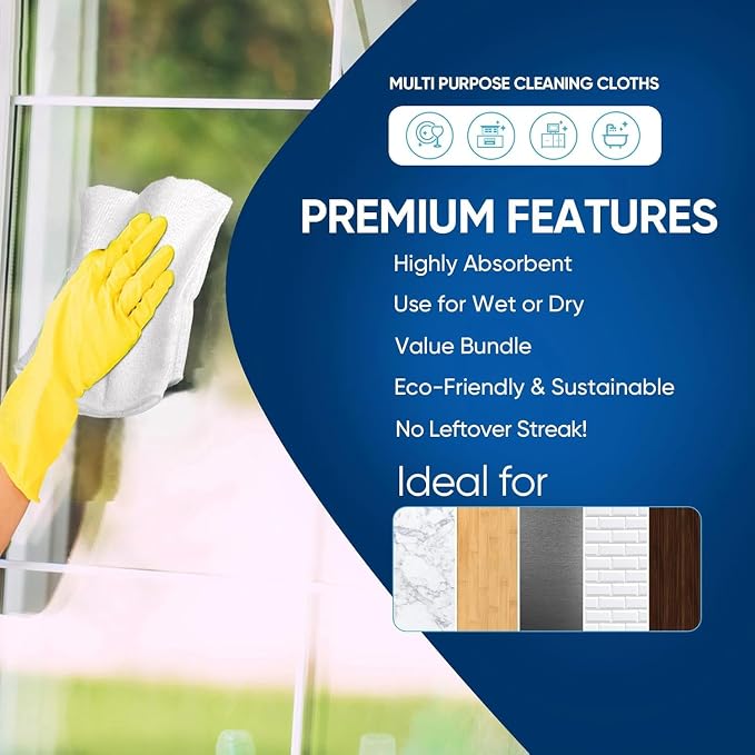 AIDEA White Microfiber Cleaning Cloth 100PK, Reusable Cleaning Rags 12"x12" | Microfiber Towels for Cars Lint Free Soft Microfiber Towels, Kitchen Towels Dusting Cloth, Dish Rags, Bulk Cleaning Towels