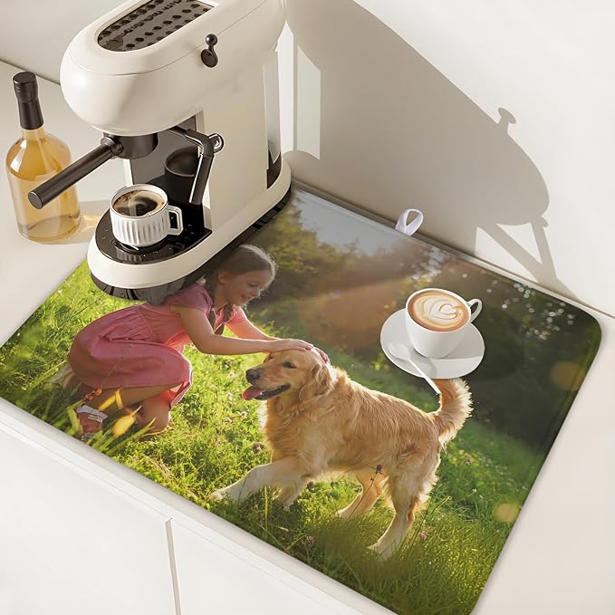 Customized Personalized Dish Drying Mat for Kitchen Counter Custom Any Photo Image Logo Text Microfiber Dish Drainer Mat Absorbent Washable Drying Pad 18"x24"