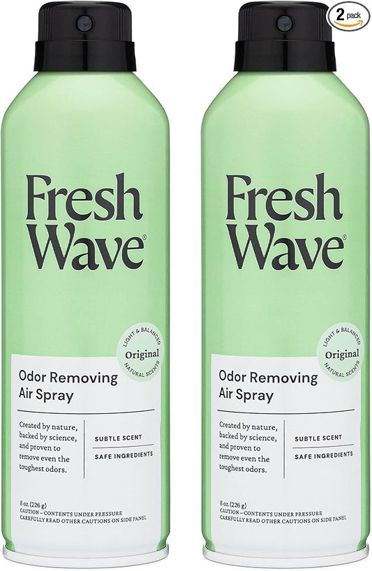 Fresh Wave Original Air Freshener Spray, 8 oz, 2-Pack Room Odor Eliminator | Non-aerosol fine mist, Plant oil formula, Paraben- and phthalate-free, Bathroom and pet area safe, Fabric and furniture use