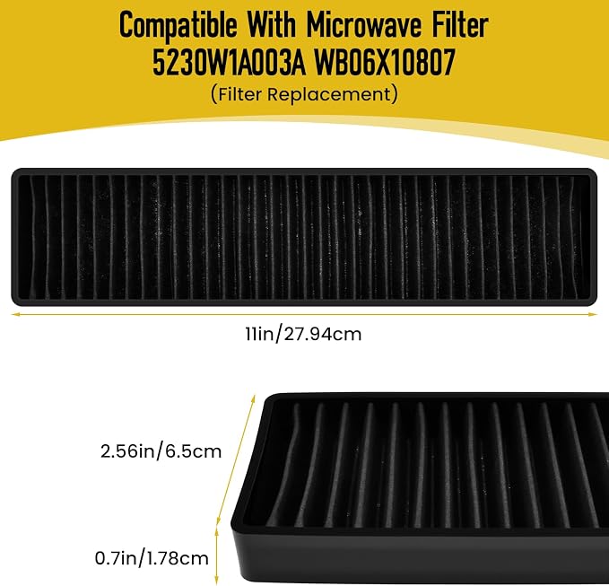 4Pcs Microwave Filter Replacement | WB06X10807 5230W1A003A Vent Filter | Odor Absorption | Fits JVM7195SK6SS PVM9005SJ8SS LMV2031ST Microwave