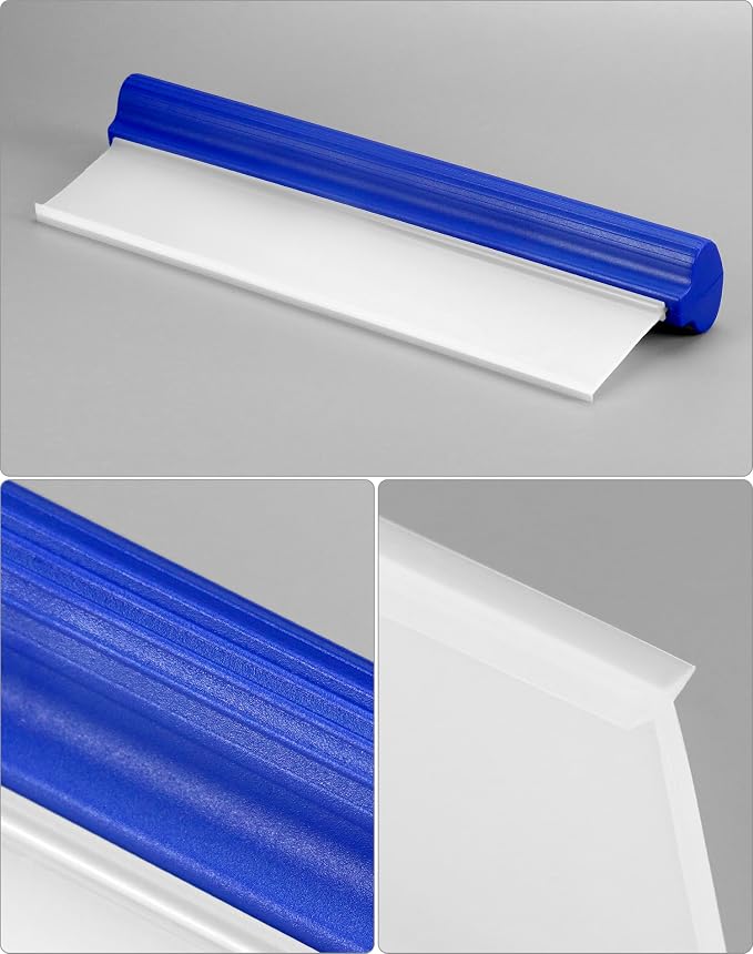 QWORK Car Squeegee, 2 Pack 12 inch Flexible Car Water Scraper Tool Silicone Window Squeegee for Car Or Home Use, Washing & Wiping Glass, Mirror & Shower Doors, Blue