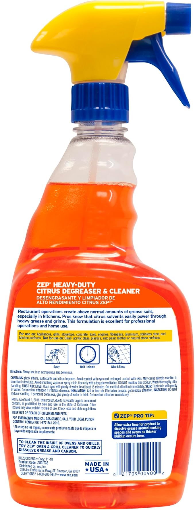 ZEP Heavy-Duty Citrus Degreaser 32 Ounces ZUCIT32