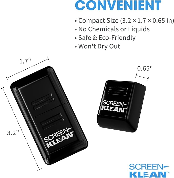 ScreenKlean Tablet Screen Cleaner - Compatible with iPad, Android & Amazon Tablet - with Carbon Microfiber Tech-Injected Black-1 Count (Pack of 1)