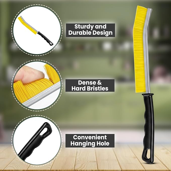 Crevice Cleaning Brush Set – 6Pcs Hard Bristle Cleaning Tools for Grout, Tile Floors, Gaps & Narrow Spaces – Small Grout Scrub Brush for Cleaning Bathroom, Shower, Window Tracks, Kitchen