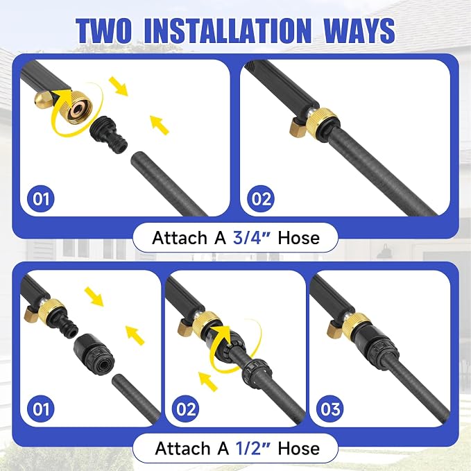 High Pressure Power Washer Wand, Hydro Jet Nozzle for Garden Hose, Watering Sprayer Cleaning Tool, Wand Lance for Gutter Patio Car Pet Window Glass, Black
