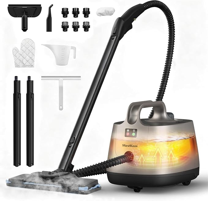 Carpet Steam Cleaner for Home, 293°F 58 PSI Powerful Multipurpose Handheld Steam Mop, 21 Attachments, 50Oz Capacity, Heavy Duty Steamer for Carpets, Floors, Cars, Tiles, Crack Cleaning, Turquoise