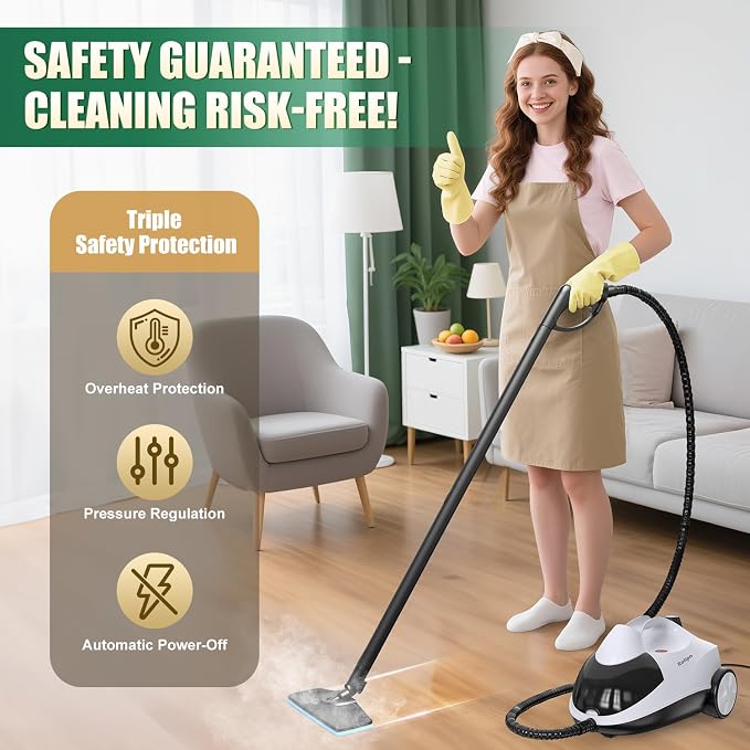 Rolipo Steam Cleaner for Home, High-Temp, 99.9% Stain Removal, Full Kit | Pressure: 4 bar, Tank: 2L, 2000W, Chemical-Free Cleaning, Multipurpose Steamer for Floors, Cars,Tiles, Kitchen Bathroom Grout