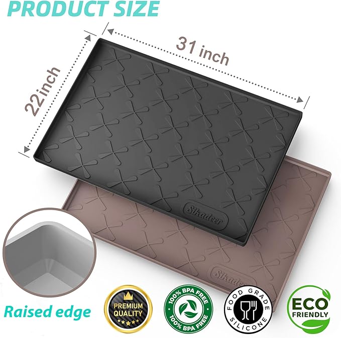 SIKADEER 31" x 22" Under Sink Mat Waterproof, Silicone Mat Kitchen Drawer Shelf and Cabinet Liner, Sink Protector for Kitchen Organizers and Storage, Boot Tray Pet Food Mats