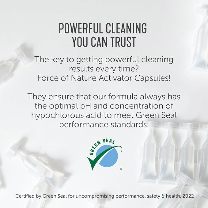 Force of Nature Activator Capsules - Concentrate Refill for Eco-Friendly, All-Purpose Cleaning and Deodorizing Spray - Kitchen, Bathroom, Toilet, Glass - Cleaning Supplies, 30 Count x 12 FL oz