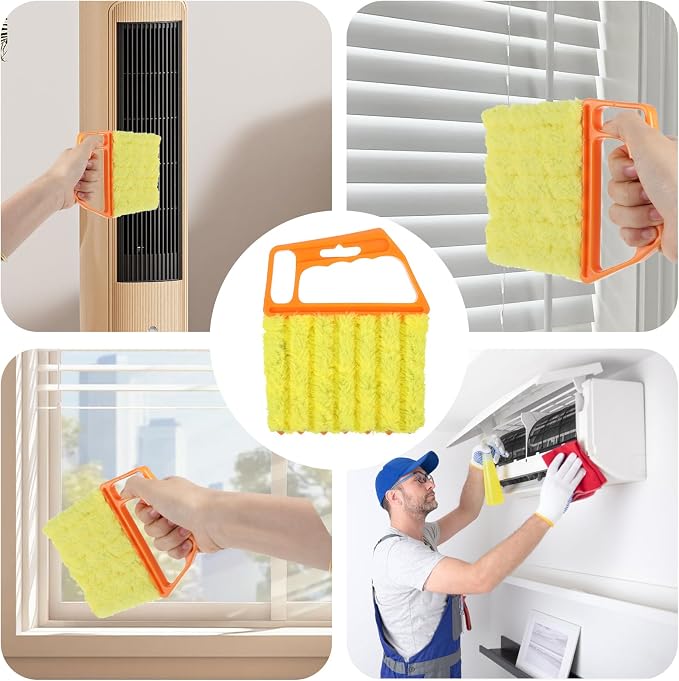 12pcs blinds cleaner tool handheld mini blind cleaner for vinyl blinds 7Finger Washable blind cleaners duster tool for Air Conditioner Window Fan Siding Dust Dirty Removable window cleaners
