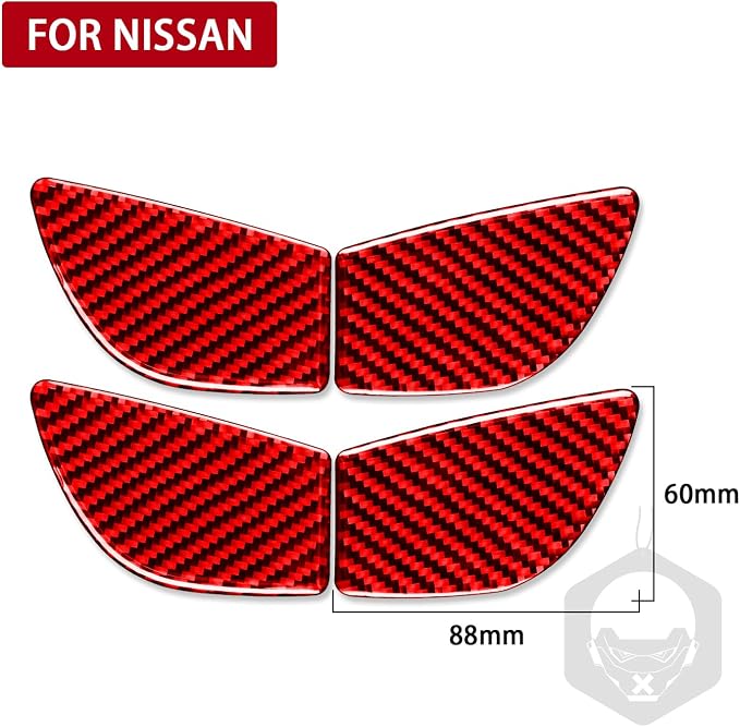 Red Real Carbon Fiber Trim for Nissan Rogue Accessories | for 2014-2020 / Rogue Sport 2017-2022 Inner Door Bowl Cover Sticker Interior Thick Overlay Decal