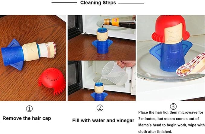Angry Mama Microwave Oven Stem Cleaner 2 Pcs Mom Steam Cleaner Just Add Vinegar and Water Vapor Fog Steamer Cleaning Equipment Easily Cleans the Crud in Minutes for Kitchen or Office(Green&Purple)