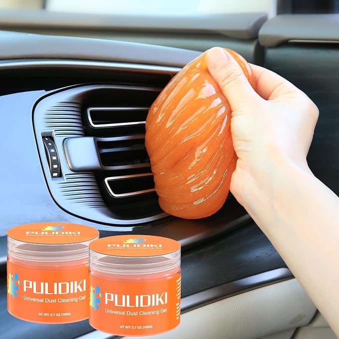 PULIDIKI Car Cleaning Gel for Car Clean Putty Auto Detailing Tools | Car Slime Cleaner Dust Cleaning Gel for Car Interior Cleaner Car Accessories Keyboard Cleaner Orange (2Pack)