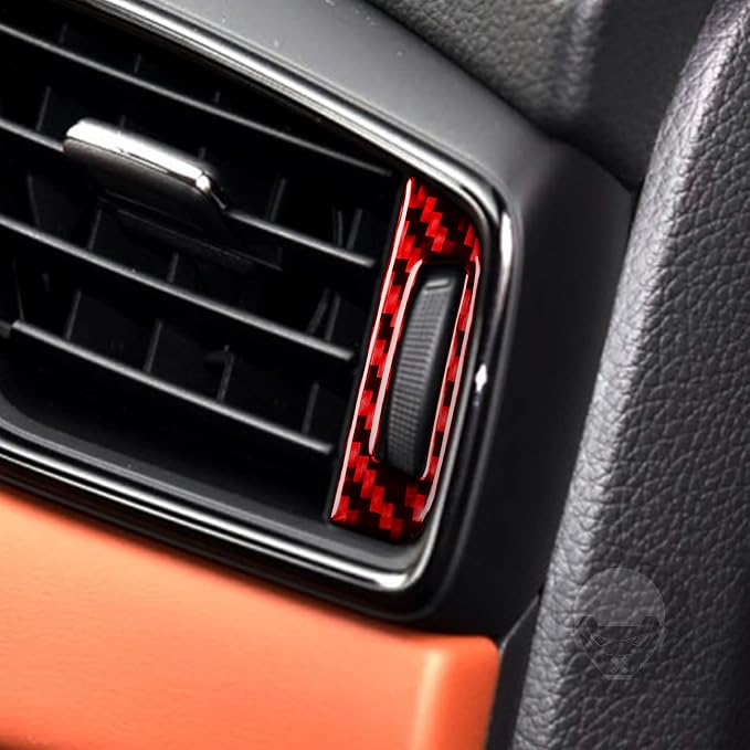 Red Real Carbon Fiber Trim for Nissan Rogue Accessories | for 2014-2020 / Rogue Sport 2017-2022 Air Outlet Vent Side Cover Sticker Interior Thick Overlay Decal
