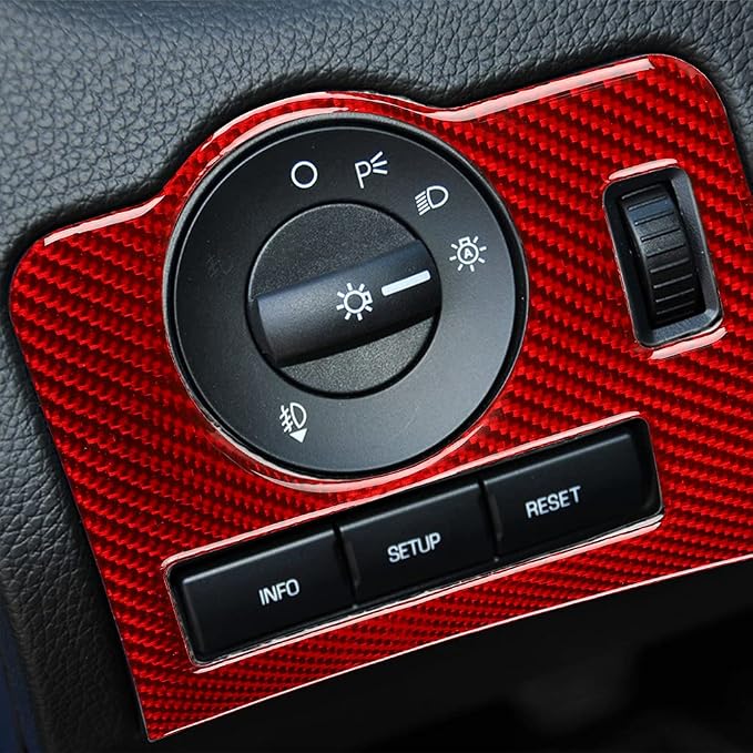 Real Carbon Fiber Trim for Ford Mustang Accessories | for 2009 2010 2011 2012 2013 2014 Headlight Switch Button Panel Interior Thick Overlay Decal