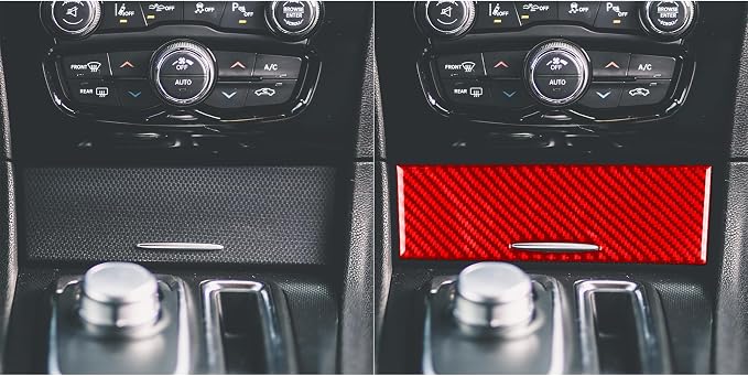 Power Outlet Decals Fit for Chrysler 300 2011-2023 Red Carbon Fiber | for 2011-2023 300 / 300C / 300S / Limited/Touring/Base|Central Console Interior Cover Trim Accessories|Thick Overlay