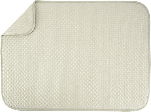 S&T INC. Dish Drying Mat, 18" x 24", XL, Diamond Texture, Cream | Absorbent Microfiber, Extra Large Kitchen Counter Mat for Dishes, Utensils, Pots and Pans, Machine Washable