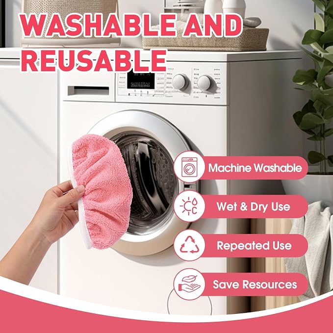 8Pcs Pink Reusable Mop Pads,Microfiber Mop Pads Compatible with Swiffer Sweeper, Dry Sweeping Cloths & Washable Wet Pads Refill for Floor