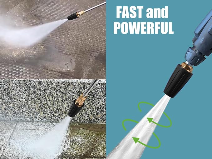 4000 PSI Turbo Nozzle Pressure Washer with 7 Pressure Washer Tips | 1/4 inch quick connect tips with 0, 15, 25, 40 and 65 degree, rinse and soap nozzles for car, concrete, driveways and brick.