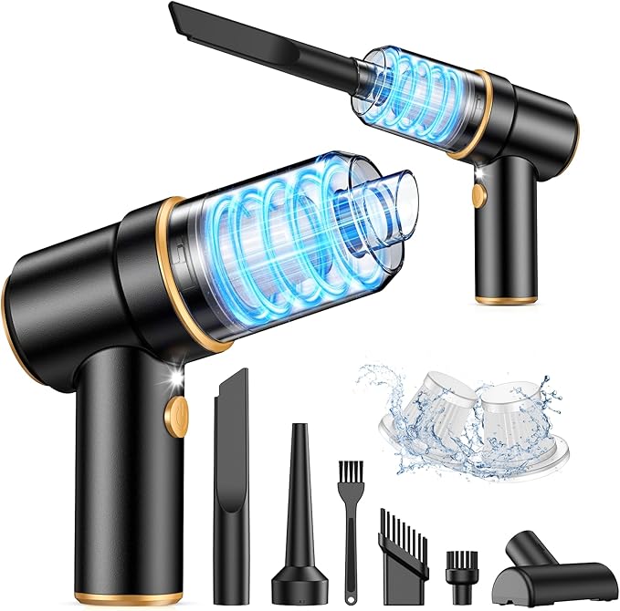 Handheld Car Vacuum Cleaner, 9000PA Hand Held Vacuum Cleaner & Air Duster | 120W High Power Portable Cordless, Rechargeable, Multi-Nozzles & LED Light, For Home, Car, Office