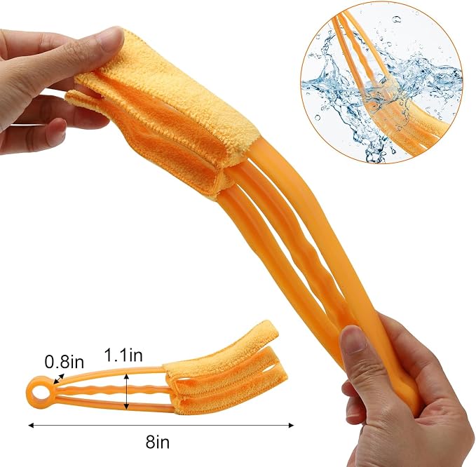 Window Blind Cleaner Duster Set, Washable Dusting Cleaner Air Vent Cleaning Brush Tools (Orange)