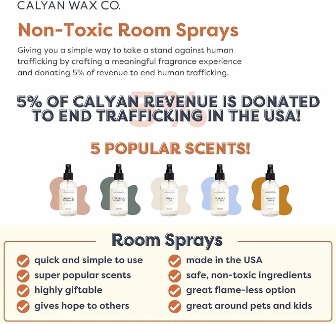 Calyan Wax Co. Indigo & Yuzu Room Spray - Natural Room Deodorizer | Long Lasting Clean Air Freshener - Room Spray for Luxurious Home Fragrance - Bedroom, Bathroom & Car Spray - 4 fl oz
