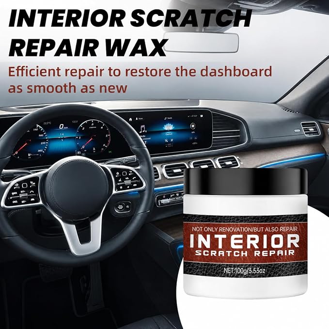 Interior Car Scratch Repair Paste, Car Scratch Removal Wax, 100g | Restores shine for plastic trim, Quick scuff removal, Revives original color, Non-greasy formula, Easy wipe-on application