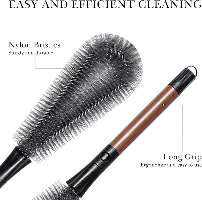 2-in-1 Garbage Disposal Brush with Gap Cleaner, 14" Extra Long Handle Cleaning Brush for Removing Residue, Odor, Build-Up, Universal Kitchen Sink Drain Cleaner (Walnut Color)