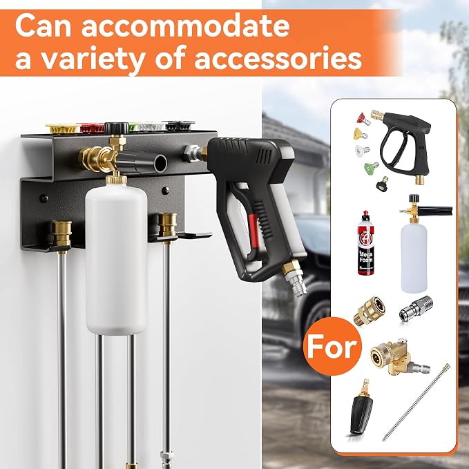 Foam Cannon Wall Mount and Pressure Washer Gun Holder Organizer