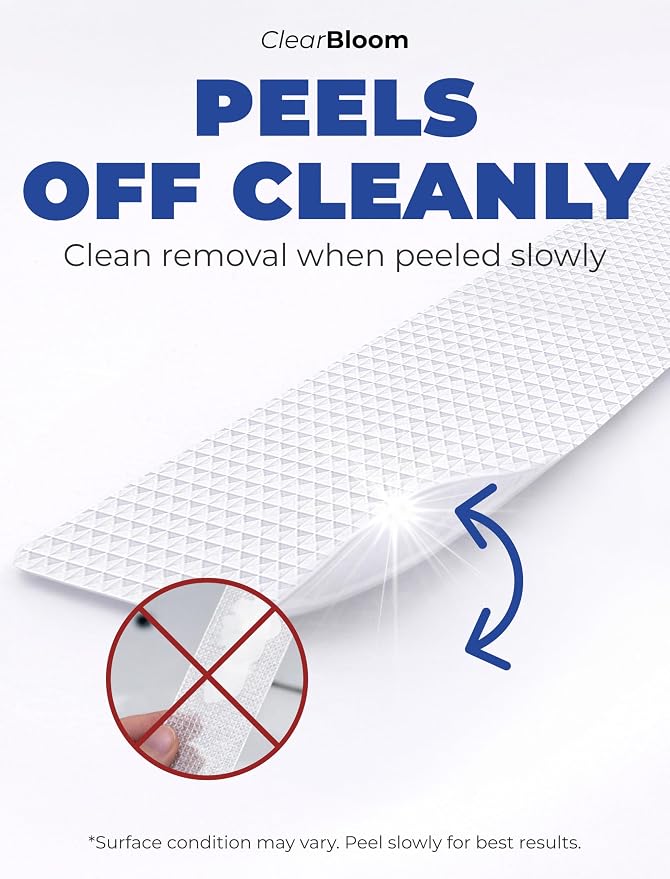 Anti Slip Shower Stickers 24 PCS, Invisible Non-Slip Shower Strips for Adults, Premium Adhesive Bath Tub Stickers (Clear)