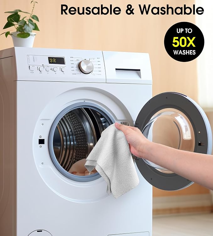 KitchLife Microfiber Cleaning Cloth Roll - Tear-Away Reusable Microfiber Paper Towels, Lint-Free, Washable, 20 Sheets for Kitchen, Car, Dishes, and Sensitive Surfaces (Light Gray)