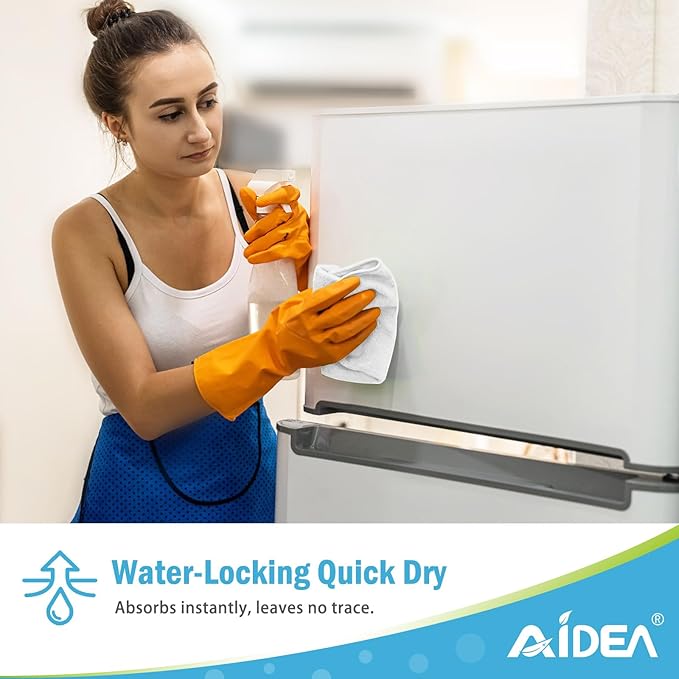 AIDEA White Microfiber Cleaning Cloth-12PK, Cleaning Rags 12"x 12" Reusable | Microfiber Towels for Cars Lint Free, Absorbent Microfiber Rags, Kitchen Towel Dusting Cloth, Dish Rags for Home/Window