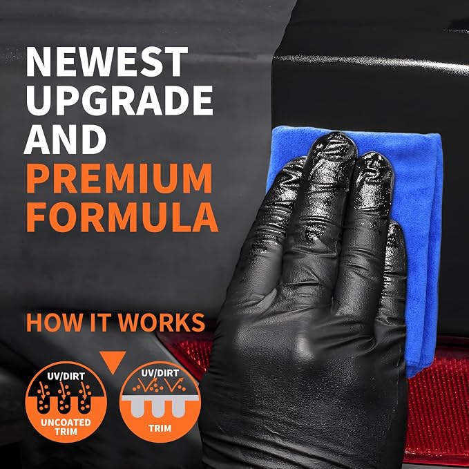 Plastic Restorer for Cars - Renews Faded Bumpers, Trim, and Interior Dash Long Lasting Dressing Coating Instant Restore Faded Plastic, Vinyl & Rubber Trim Back to Black Shine - 7oz/200g