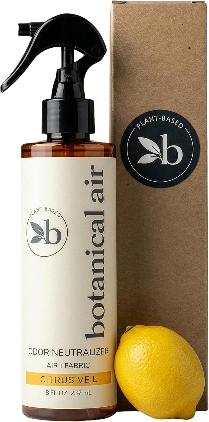 Plant-Based Odor Eliminator Spray – Natural Essential Oil Air Freshener for Home, Bathroom, Fabrics & Pet Areas – 8 oz (Citrus Veil)