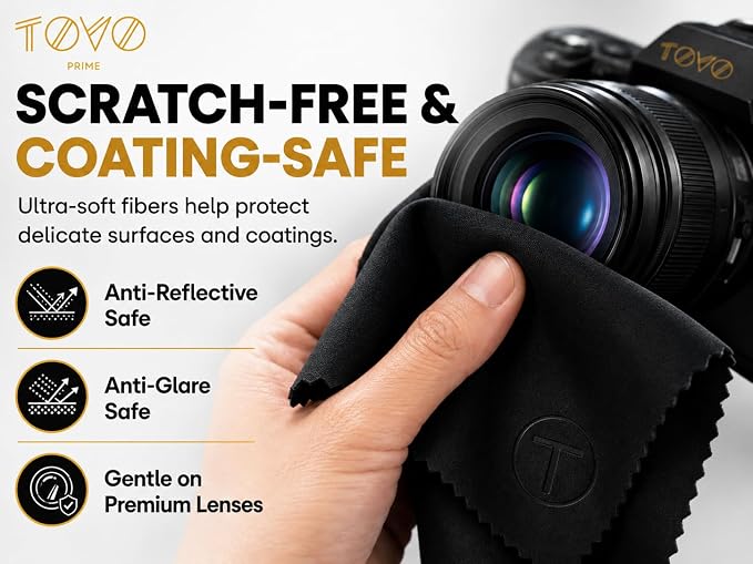 Microfiber Cleaning Cloth, 2 Pack + Velvet Pouch, 6"x7",230 GSM Thick Lens Cleaner for Glasses, Camera & Screens, Ultra Soft, Streak-Free, Lint-Free, Scratch-Safe- Ocean Series