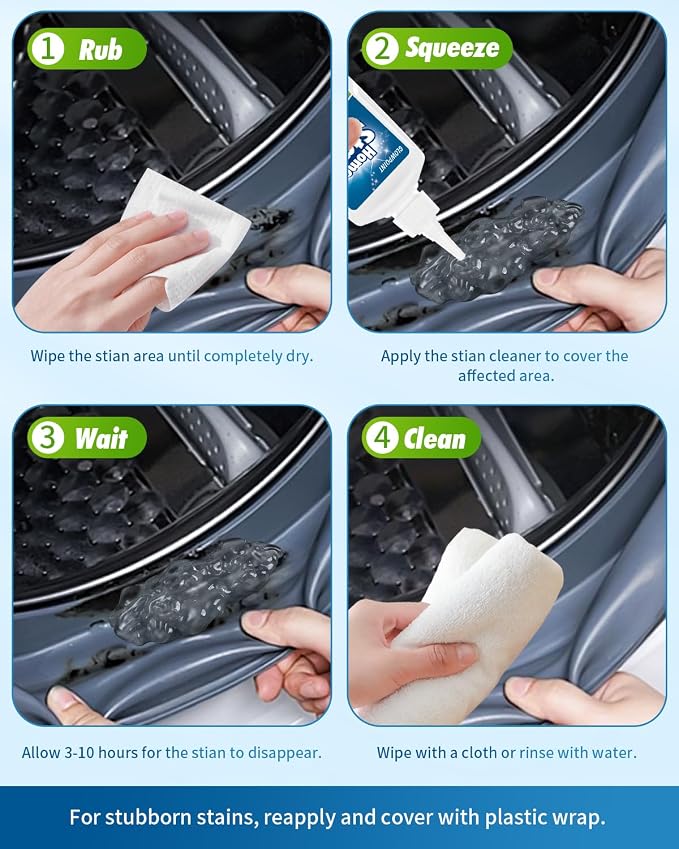 Home Stain Cleaner Gel, 10 oz Washing Machine Cleaner for Front Load Washer Seals, Bathroom Showers & Tile Grouts, Thick No-Drip Formula (Pack of 2)