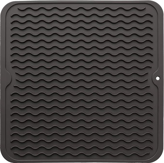 MicoYang Silicone Dish Drying Mat for Multiple Usage,Easy clean,Eco-friendly,Heat-resistant Silicone Mat for Kitchen Counter or Sink,Refrigerator or Drawer liner Coffee M 12 inches x 12 inches