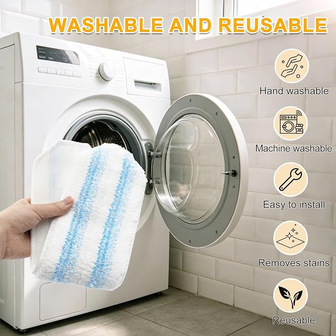 Mop Pads for OCedar H2prO Flat Mop System, 6 Pack Mop Heads Replacements for Ocedar H2prO Flat Mop, Microfiber Reusable Machine Washable Durable Long-Lasting Mop Refills Safe on Various Floors