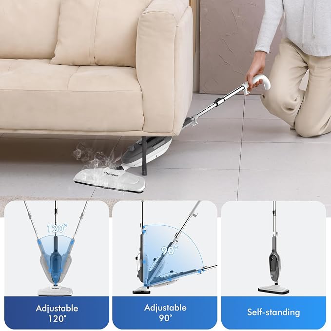 Steam Mop - All-in-one Powerful Handheld Steam Cleaner Detachable Floor Steamer with 11 Accessories, MultiPurpose Steamer for Hardwood Floors, Clothes,Windows,Tiles,Carpet, Whole Home Use(Grey）