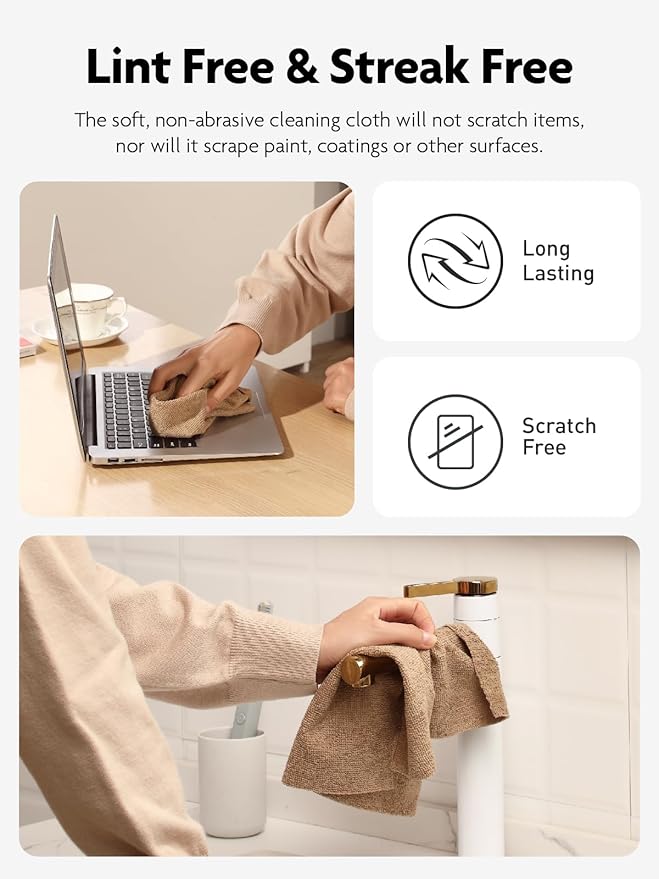 Fantasticlean Microfiber Cleaning Cloth Roll- 40 Sheets, 12" x 12" (Tan) | Super Absorbent, Lint-free, Tear-away Microfiber Towel Roll, for All-Purpose Cleaning