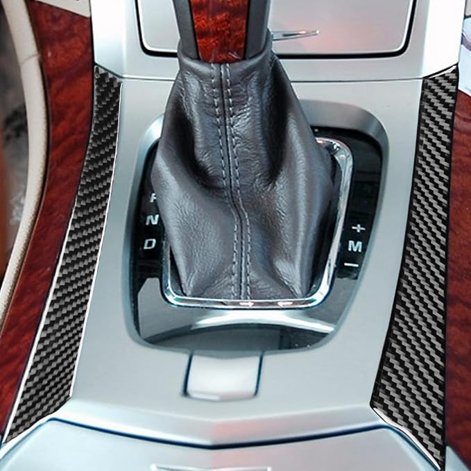 Gear Shift Decoration Sticker Real Carbon Fiber Compatible with Cadillac CTS 2008 2009 2010 2011 2012 2013 Interior Car Trim Accessories