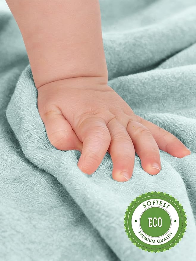 HIPHOP PANDA Baby Washcloths, Rayon Made from Bamboo - 2 Layer Ultra Soft Absorbent Newborn Bath Face Towel - Reusable Baby Wipes for Delicate Skin - Green, 6 Pack