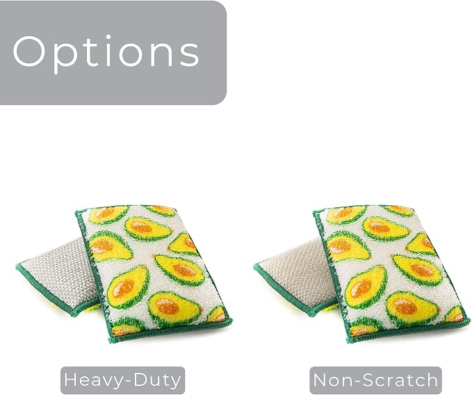 Smart Design Non Scratch Scrub Sponge with Bamboo Odorless Rayon Fiber - Set of 9 - Ultra Absorbent - Soft and Scrubber Side - Cleaning, Dishes, and Hard Stains - Prints