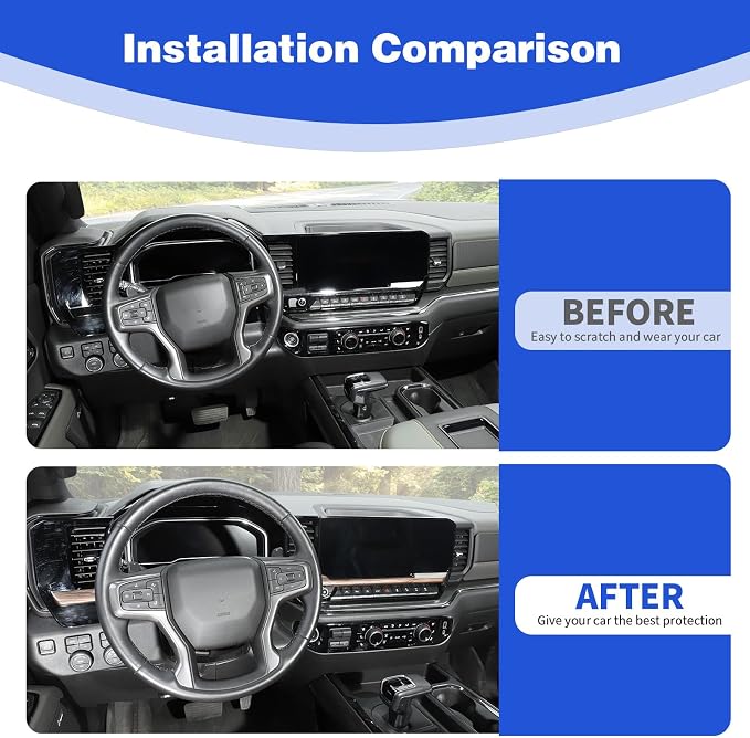 for Silverado Dashboard Panel Trim Compatible with Chevy Silverado 2022 2023 2024 Wood Grain Interior Accessories 2pcs