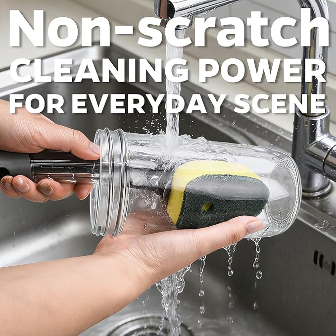 Sponge Dishwand Brush Refills for Scotch-Brite Dishwand - 10 Pack Dish Soap Non-Scratch Brush Refills for Nonstick Pots and Pans, Glass & Tubs（Green）