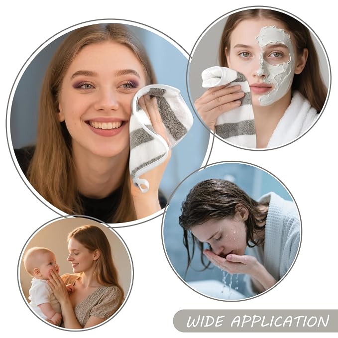 SINLAND Microfiber Facial Cloths Fast Drying Washcloth 8inch x 8inch Absorbent Face Wash Cloth Soft Makeup Remover Cloths