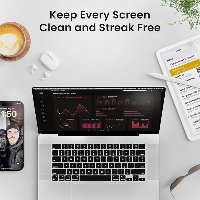 Electronic Wipes Streak-Free Screen Cleaner, TV Screen Cleaner for Smart TV, Screen Wipes Computer Cleaner, TV Cleaner for Electronics: Laptop, Car Phone, iPad | Microfiber Cloth Included [160 Wipes]