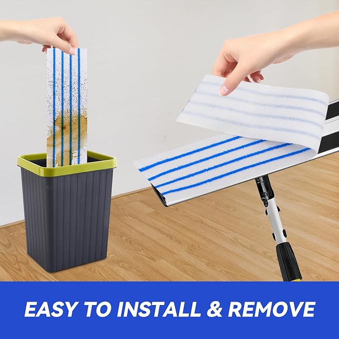 Replacement Disposable Microfiber Pad Fit for Rubbermaid Quick Connect Mop System - 50 Pack Wet & Dry Commercial Cleaning Refills with Scrubbing/Scouring Stripes Fit for Any Flat System 17 and 18 Inch