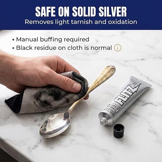 Metal Polish Paste - 1.76oz USA-Made Silver Polish for Solid Chrome, Stainless Steel, & Aluminum - Non-Abrasive for Light Oxidation - Requires Manual Buffing - Not for Plated/Coated Surfaces (1 Pack)