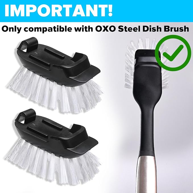 Dish Brush Refill for OXO Steel Dish Brush - 4 Pack Dish Brush Cleaning Replacement Head